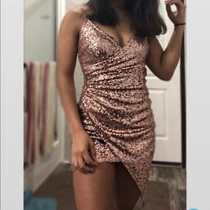 Bronze sparkly mini dress